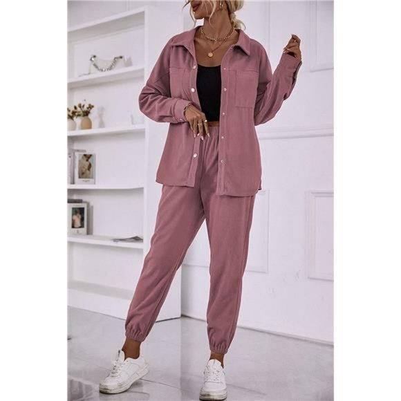 Women's 2 Piece Outfits Casual Corduroy With Pockets - Picture 3 of 6